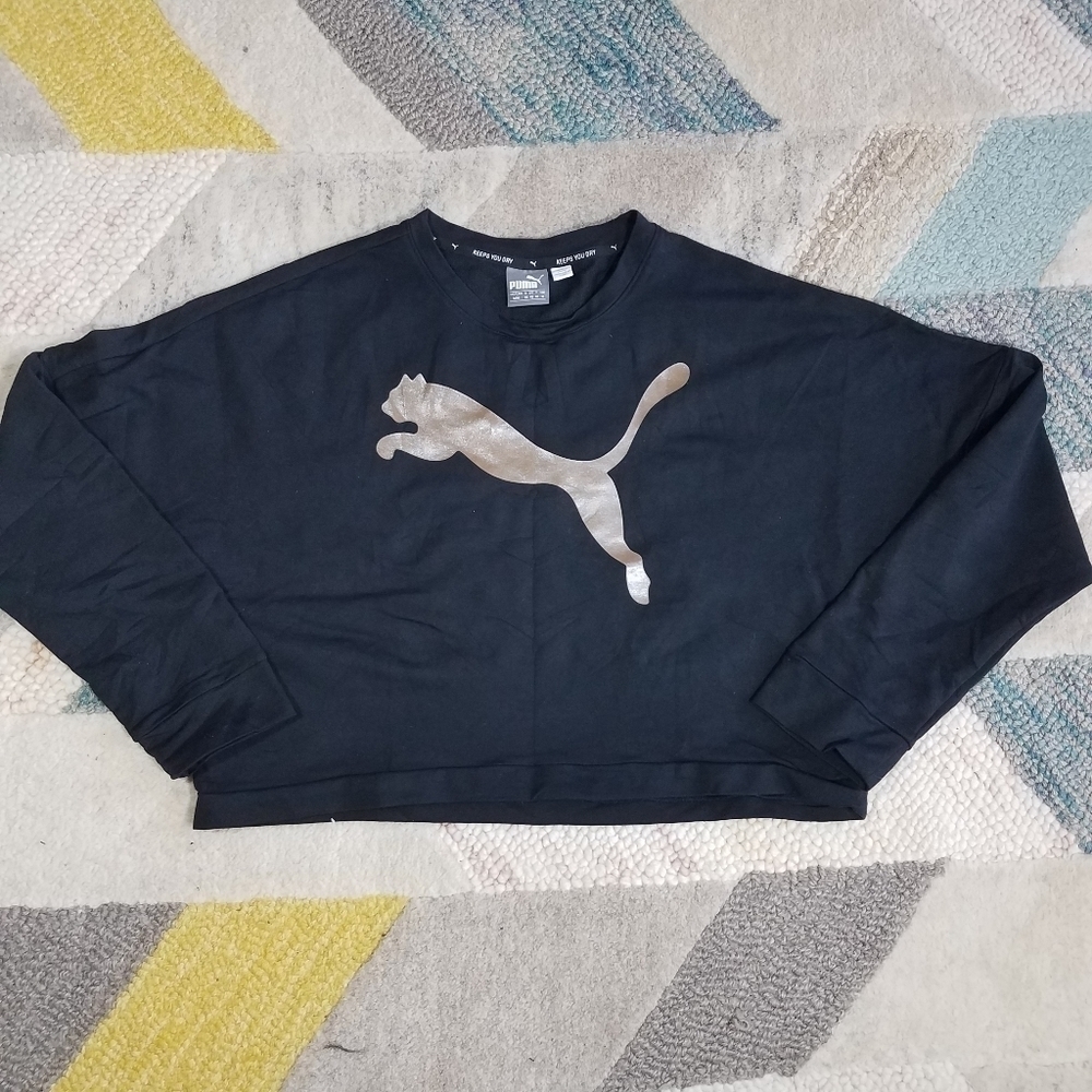 Gold Sparkle Cropped Puma Sweatshirt
